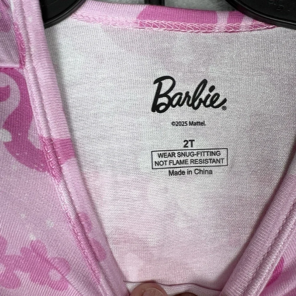 BARBIE Toddler Pajamas Set‎ Size 2T Pink and White Viscose Stretchy